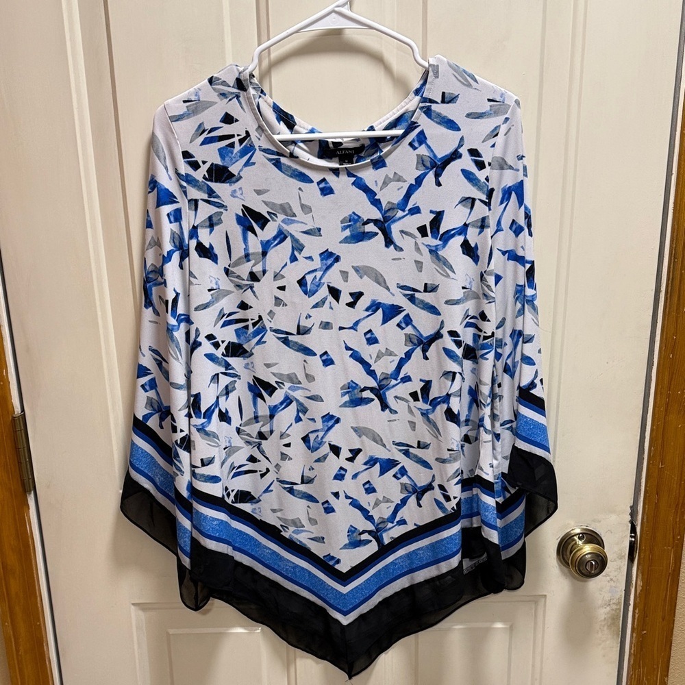 Alfani Women's Blouse in Blue, Black, and Gray size M